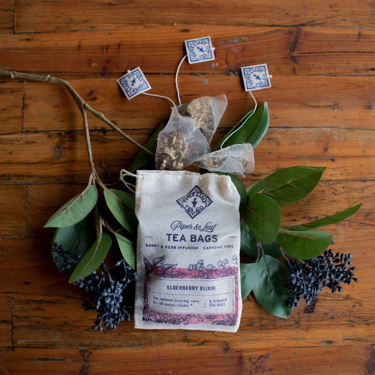 PIPER & LEAF TEA CO.
Elderberry Elixir 9ct Tea Bags in Muslin