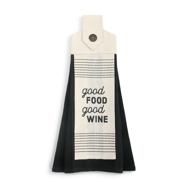 Demdaco "Good Food - Good Wine" Button Loop Tea Towel