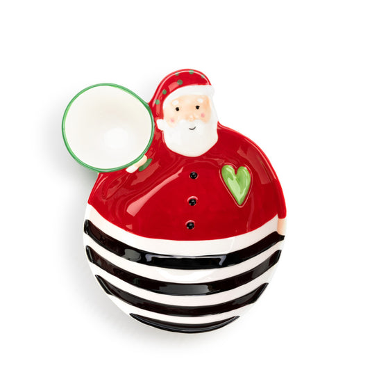 Santa Striped Divided Dish