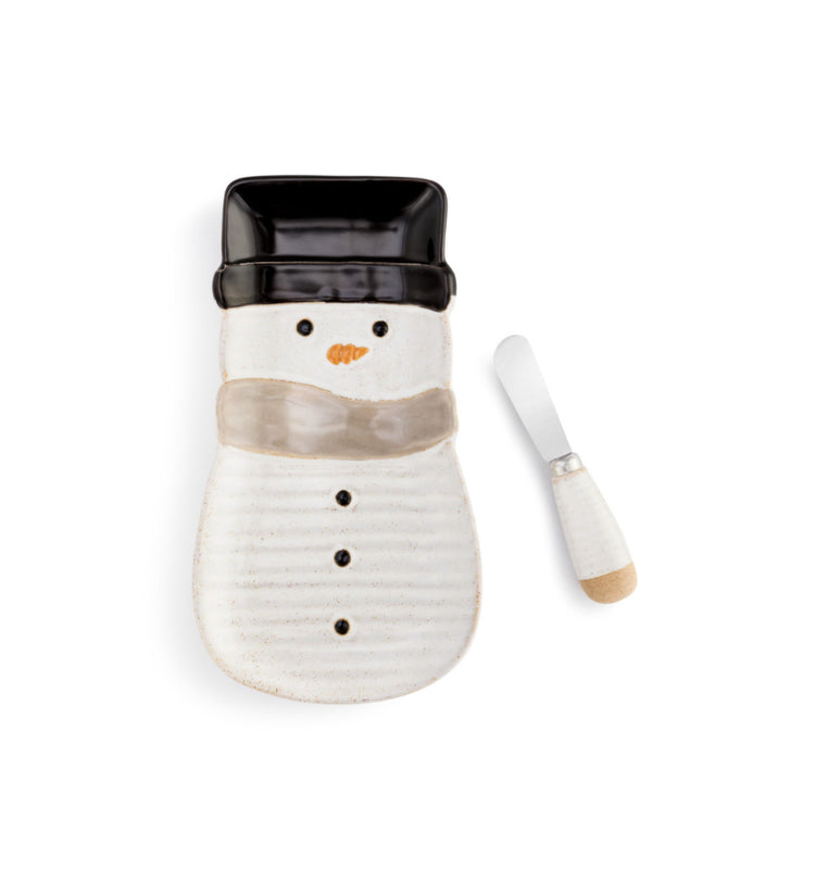 Snow Day Snowman Plate with Spreader Set