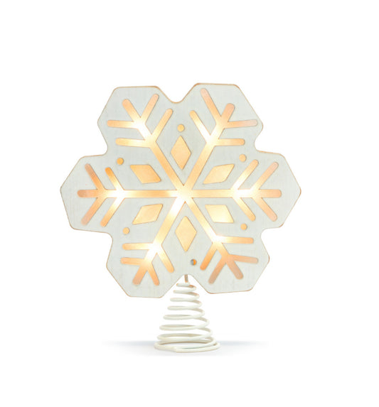 Lit Wood Snowflake Tree Topper