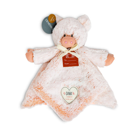 Barnyard Rattle Blankie - Pig