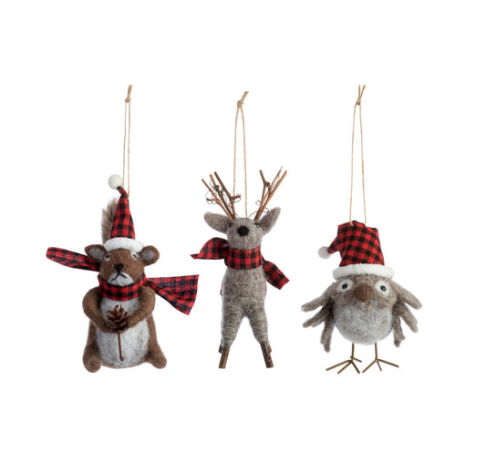 Felt Lodge Animal Ornaments