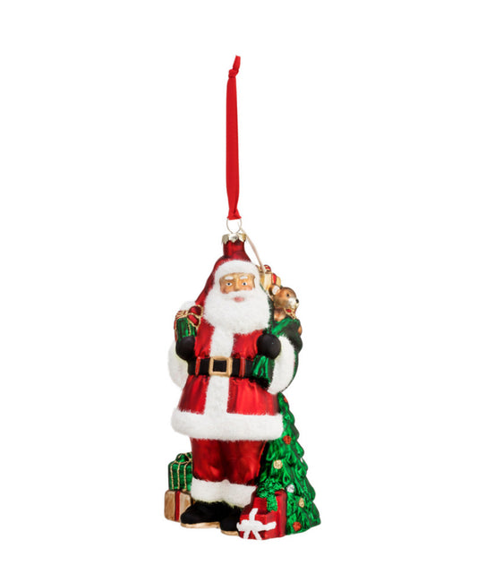 Blown Glass Believe Santa Ornament