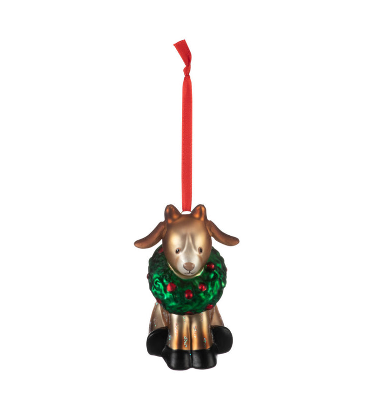 Blown Glass Goat Ornament